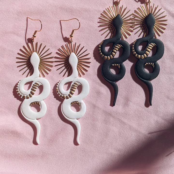 Xandra Page Co. - Wholesale Dangle Earrings - Divine Serpent Snake Earrings | Boho Polymer Clay Earrings5