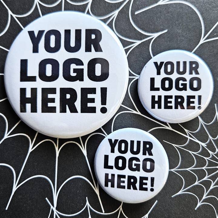 Your Logo Here! Custom bulk Pins, Magnets & Bottle Openers for wholesale by Flip The Record