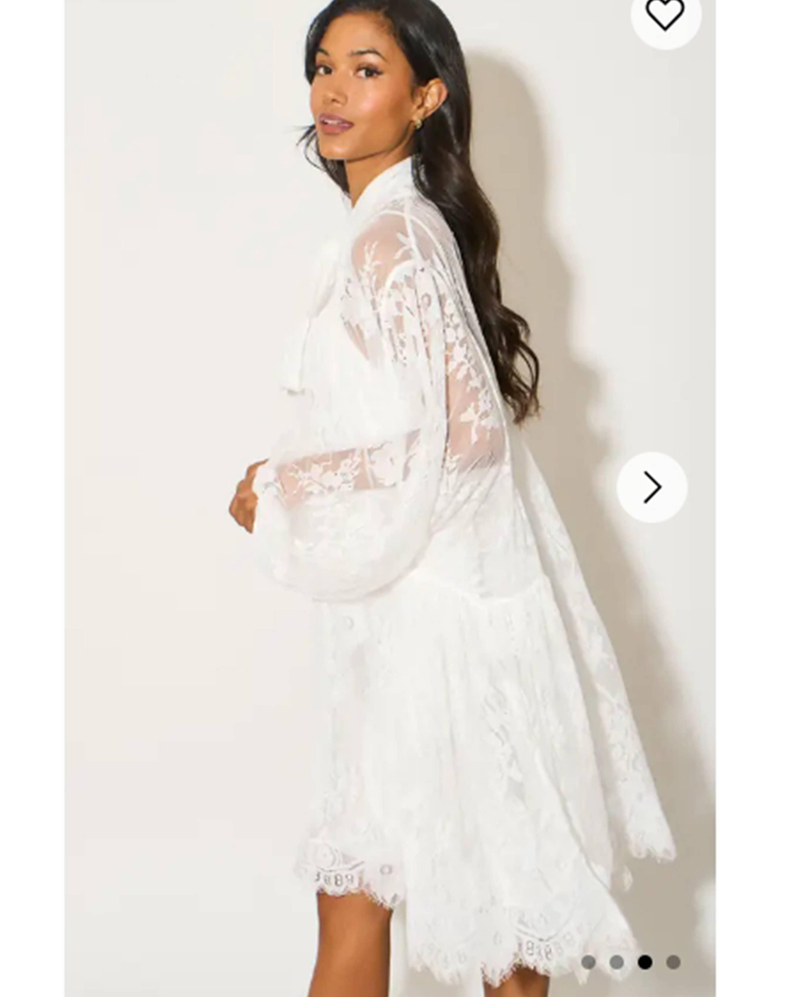 CY FASHION. LONDON - Vendita all'ingrosso Vestito - Donna - Abito midi bianco con pizzo floreale e maniche a blusa2