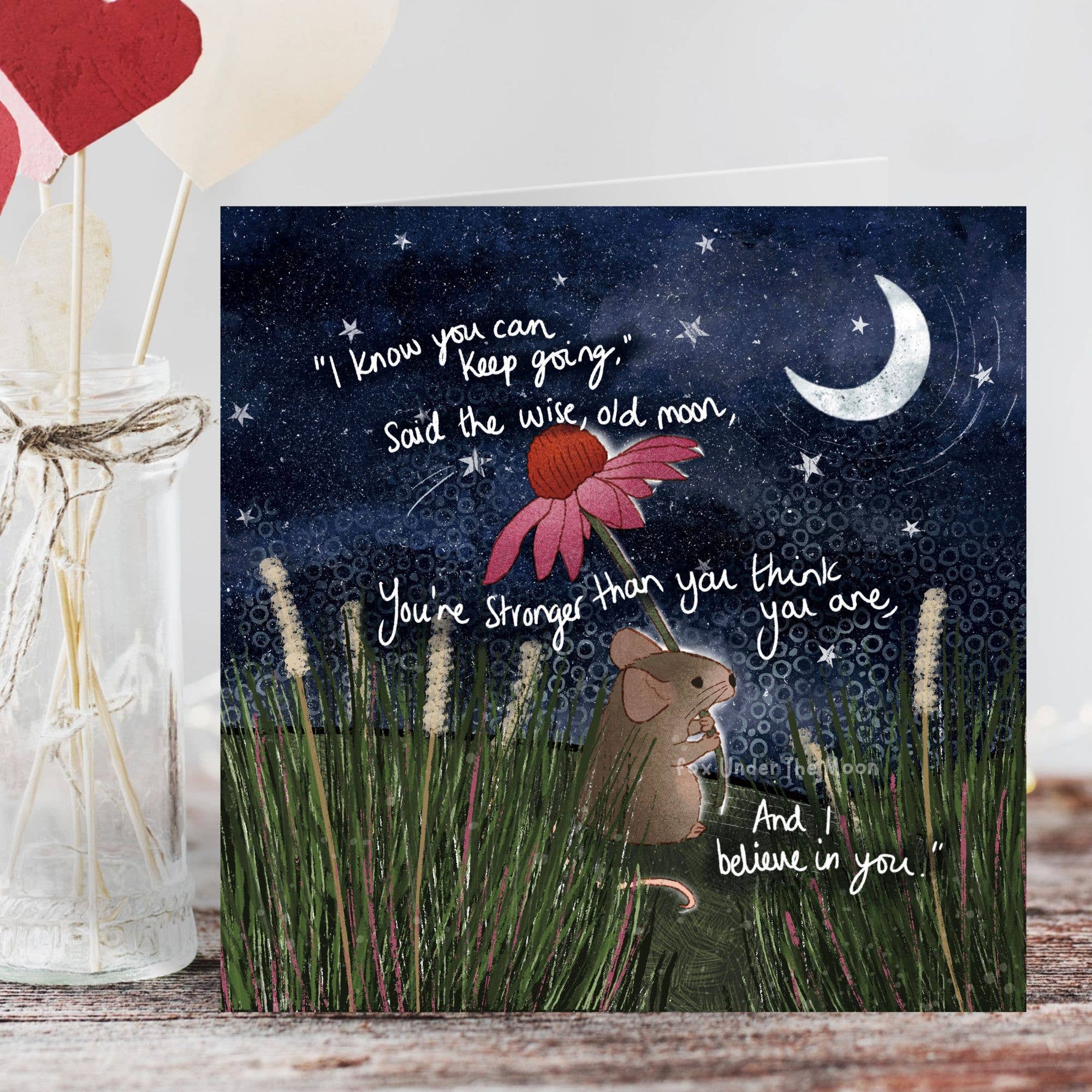 Fox Under The Moon - Wholesale Encouragement Card - 'Stronger' - Foiled Greeting Card by Fox Under The Moon2