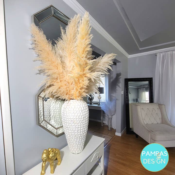Pampas Design - Wholesale Dried/Pressed Flowers - Huge XL Fluffy Pampas Grass 1 Stem (3.5ft to 4ft Tall)2