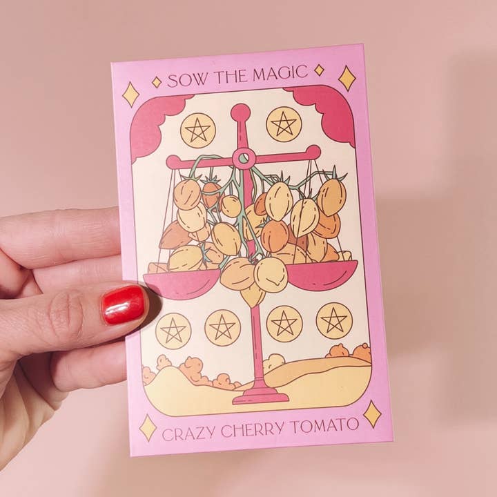 Pacchetto di Semi di Tarocchi di Pomodoro Ciliegino Pazzo per la vendita all'ingrosso da parte di Sow the Magic