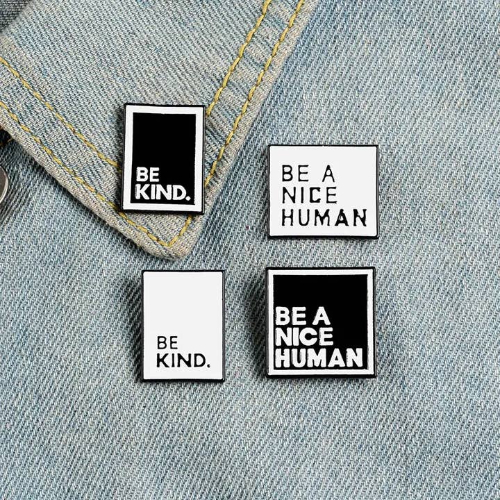 Magnifique Hearts - Wholesale Lapel Pin/Button - Kindness Pins: BE A NICE HUMAN Backpack/Bag/Clothing