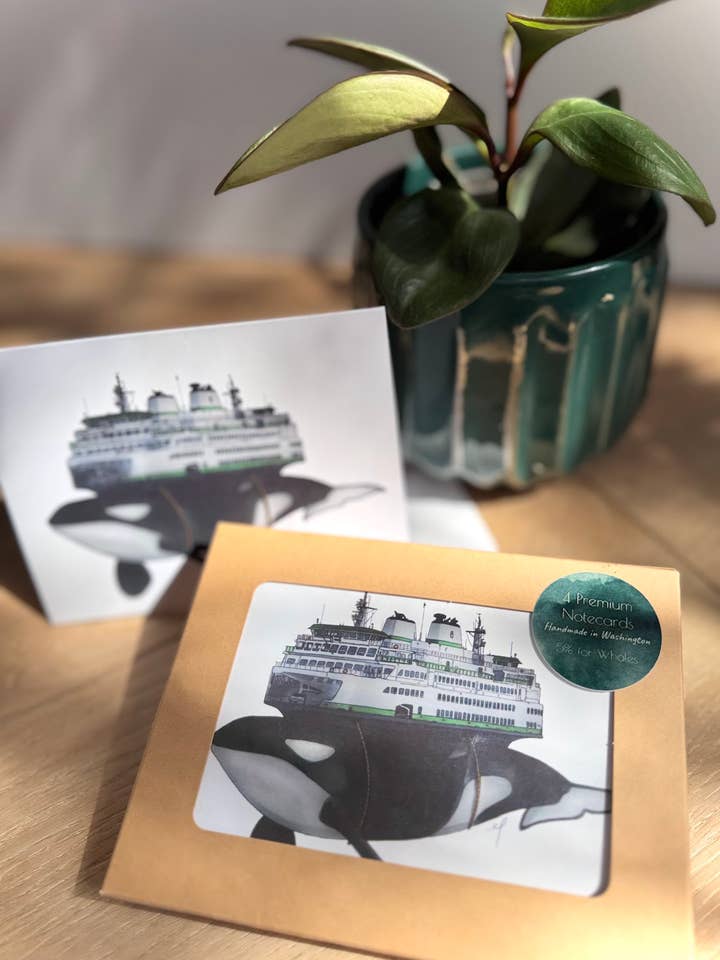 Conjunto de Cartões em Branco Orca Ferry por atacado de Dorsal Fine Design