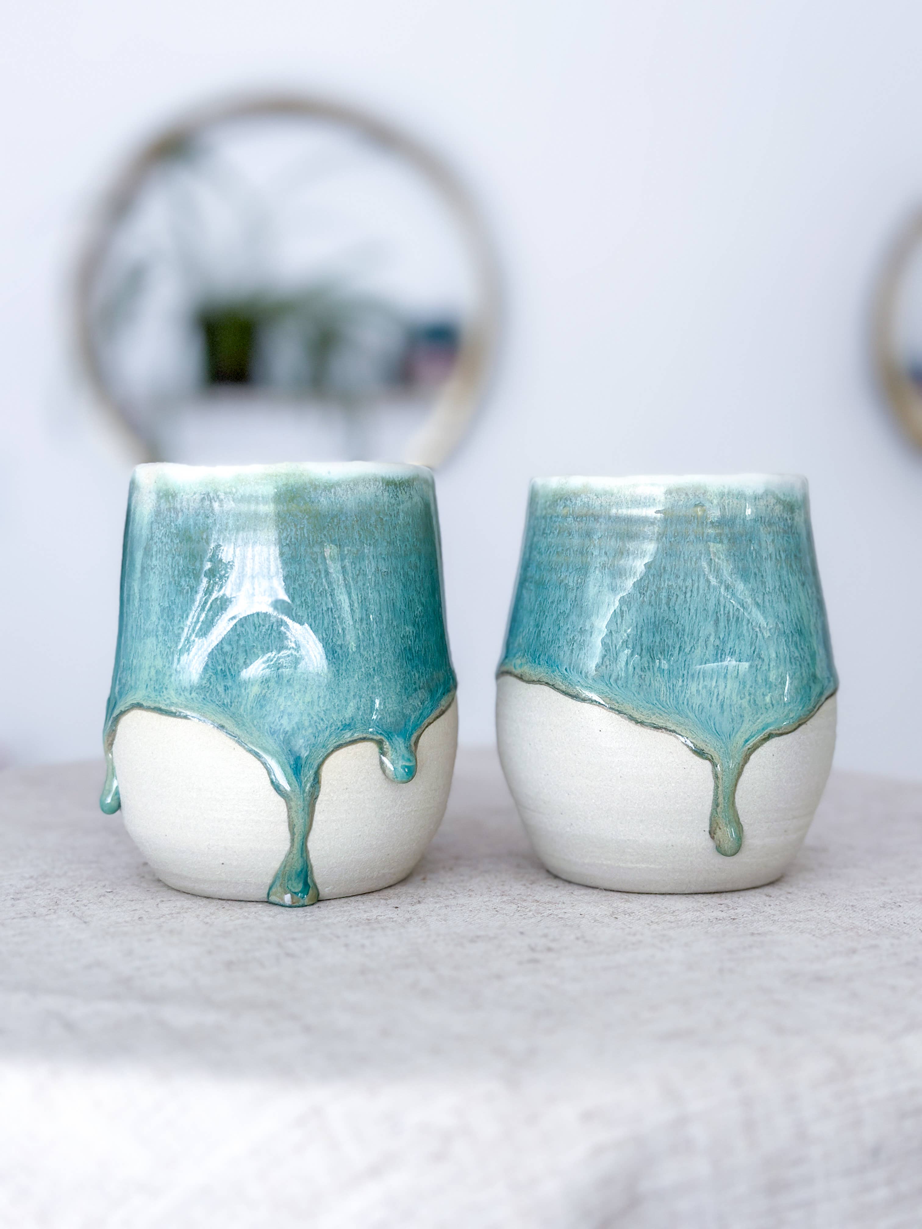 Van Isle Clayworks - Wholesale Coffee/Tea Cup - Turquoise Stoneware Cup - Shoreline Glaze - Pottery Ceramic5