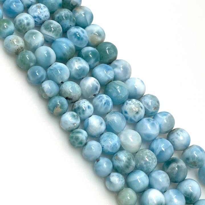 Akstar Gems – wholesale Pärlor – Larimar Pärlor, Ädelsten Pärlor, Äkta Dominikanska republiken Larimar Pärlor - AAA Quality Atlantis Stone, Karibiska stenpärlor, 7” Strand8