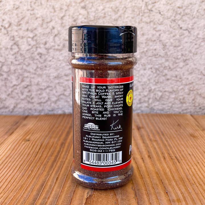 AlbuKirky Seasonings - Wholesale Rub - Red Chile Pinon Coffee Rub 6oz bottle1