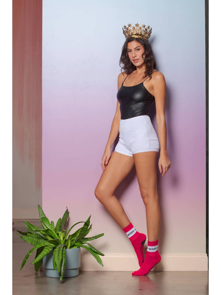 Pink Pilates Queen Crew Grip Sock for wholesale on Faire2