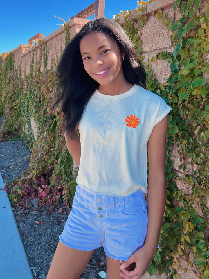 Sweet Soul - Wholesale Screen Printed T-Shirt - Kids - Have more fun retro floral front back tween graphic tee