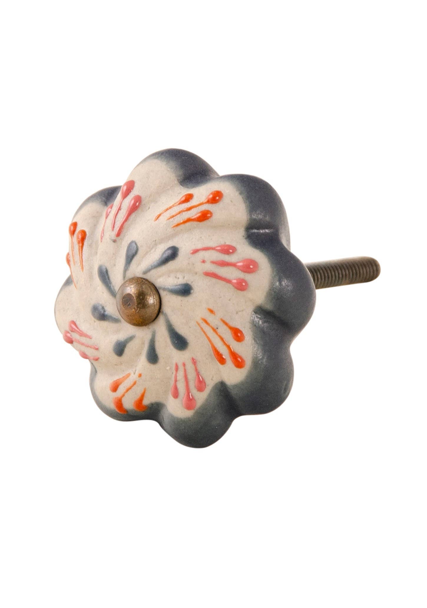 Namaste - Venta al por mayor Pomos/tiradores - Perilla de cerámica con forma de flor pintada a mano