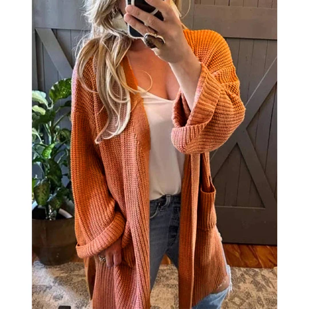 arancia Maglione Lungo a Maglia Grossa Casual a Tinta Unita MMY271 in vendita all'ingrosso su Faire1