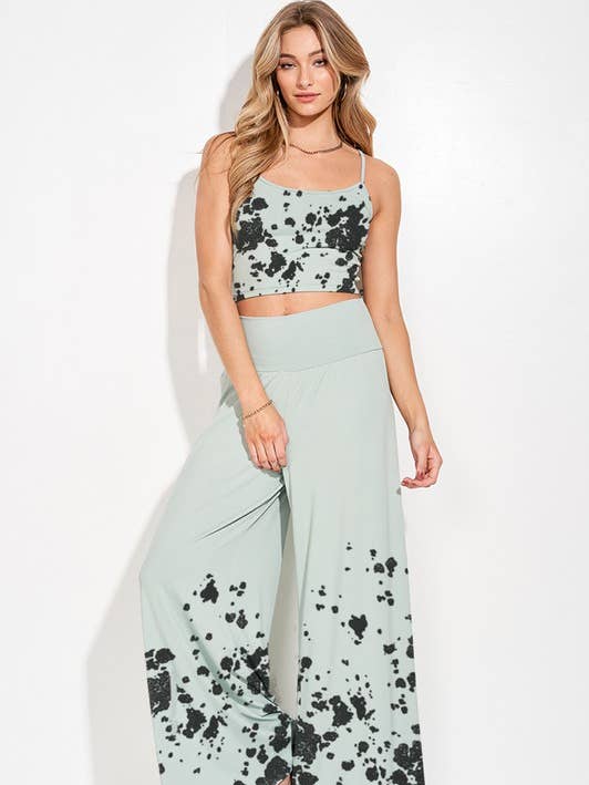 Set van crop tanktop en broek met dierenprint voor wholesale door MintChoco