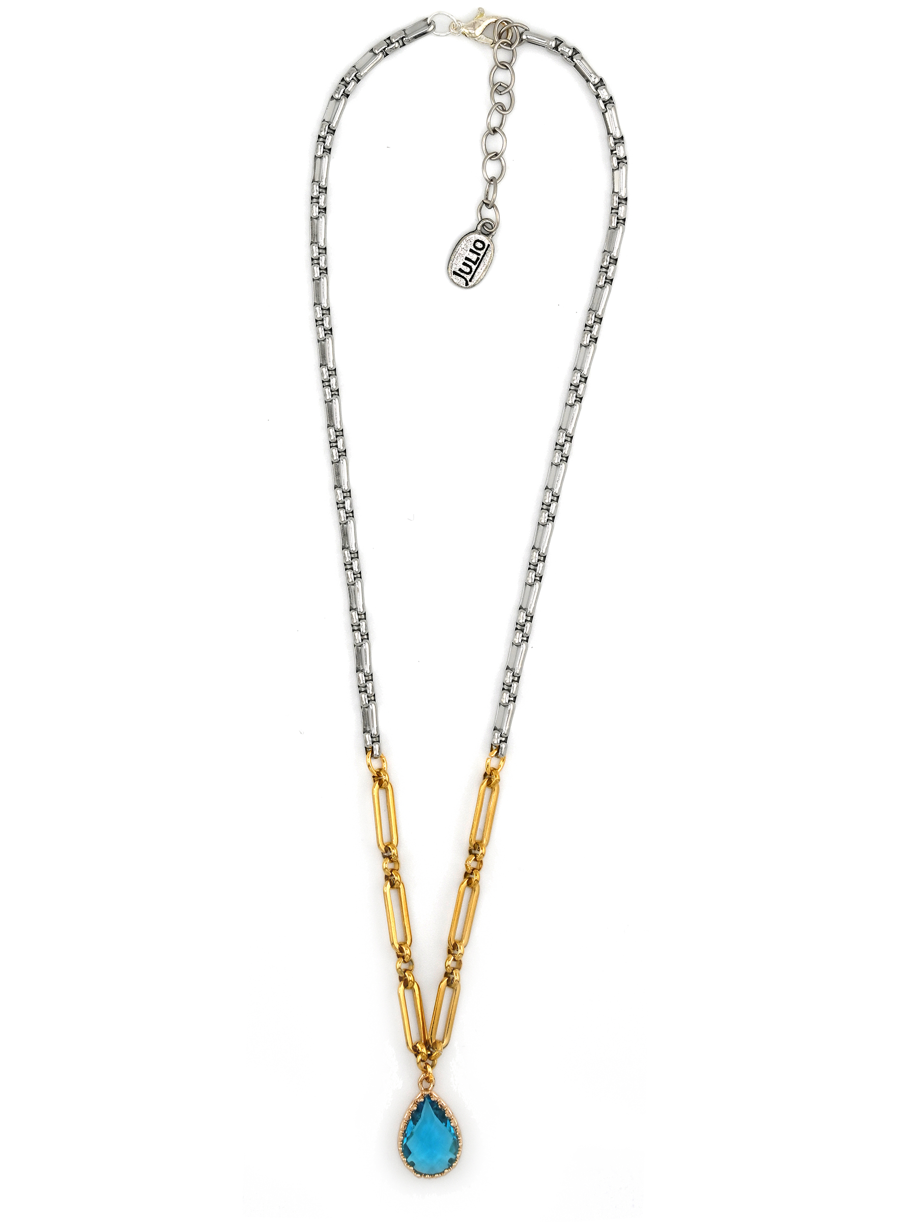 Julio Designs – wholesale Hänge-/berlockhalsband – Mabank fasetterad kristallhänge på duo-texturerad kedja4