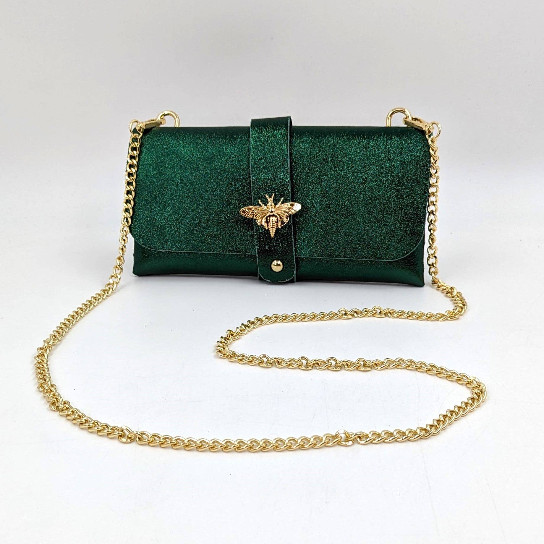 Tempest Designs – bolsa tiracolo - Mulher por atacado – Clutch de couro simples estilo 'Gucci' com abelha, alça removível de corrente dourada em corda6