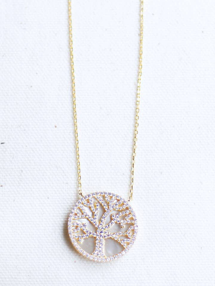 Mother of Pearl Tree of life Necklace for wholesale by FELIX Z DESIGNS