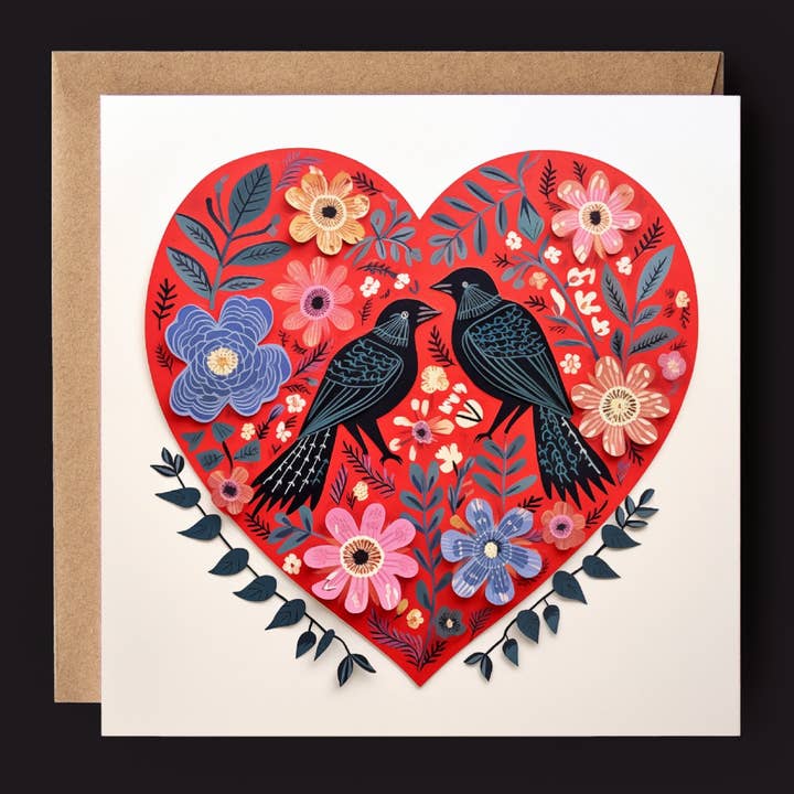 Bird Heart 2D Printed Card for wholesale by Good Post Day