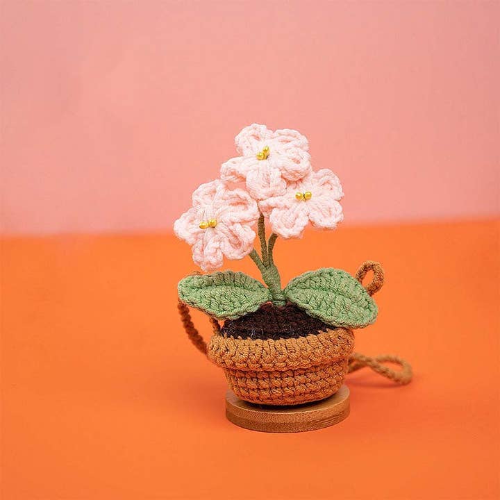 Anh2 LTD – wholesale Dekorativ berlock för bil – Unisex – Virka Forget Me Not Flower Plant Korg Bilspegel Hängande