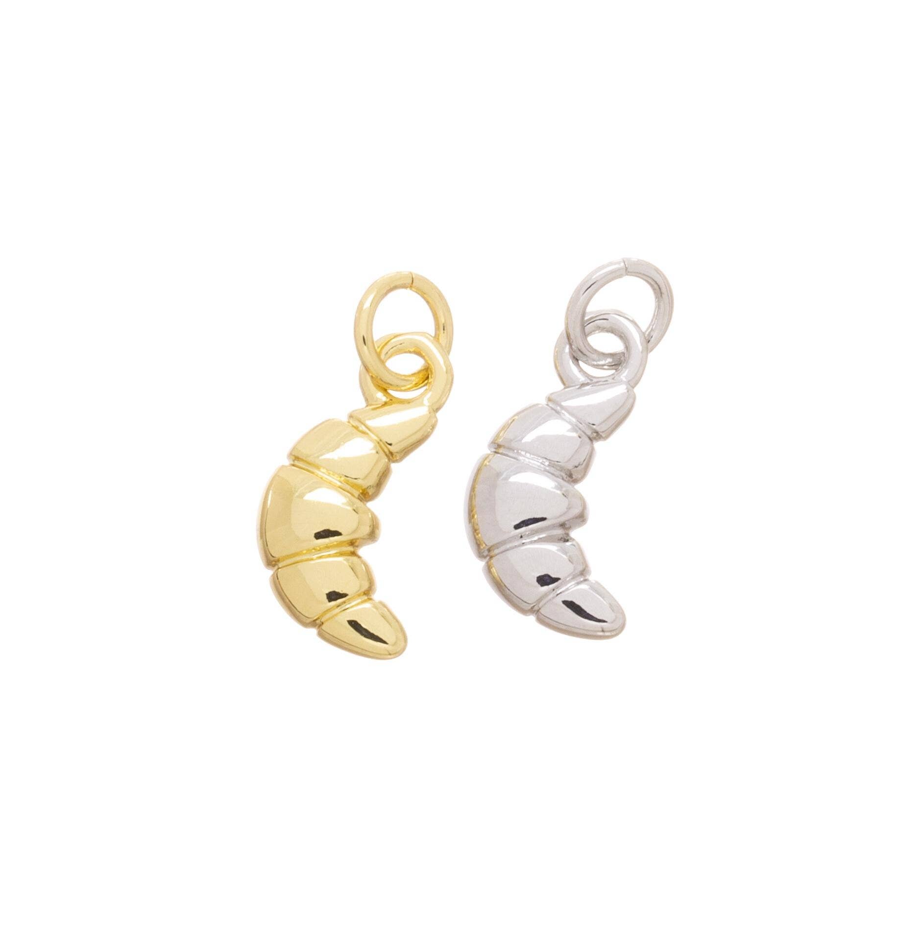 Jewel Pledge - Wholesale Individual Charm/Pendant - Gold & Silver Croissant Charm for Jewelry,CPG-CPS7973