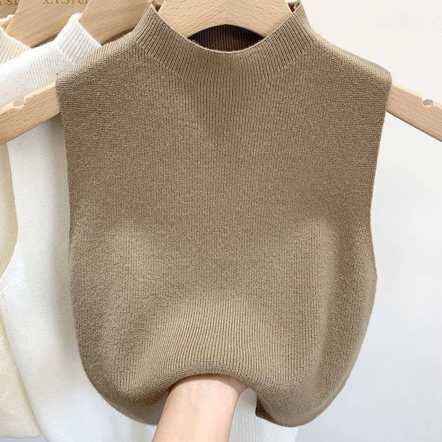 Hope & Sunshine - Wholesale Knit Top - Women's - Knit Vest Sleeveless Turtleneck Top4