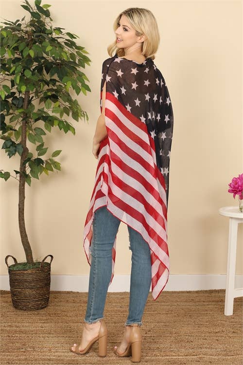 MYS Wholesale Inc - Wholesale Poncho - Women's - Stylish USA Accent Print Poncho1