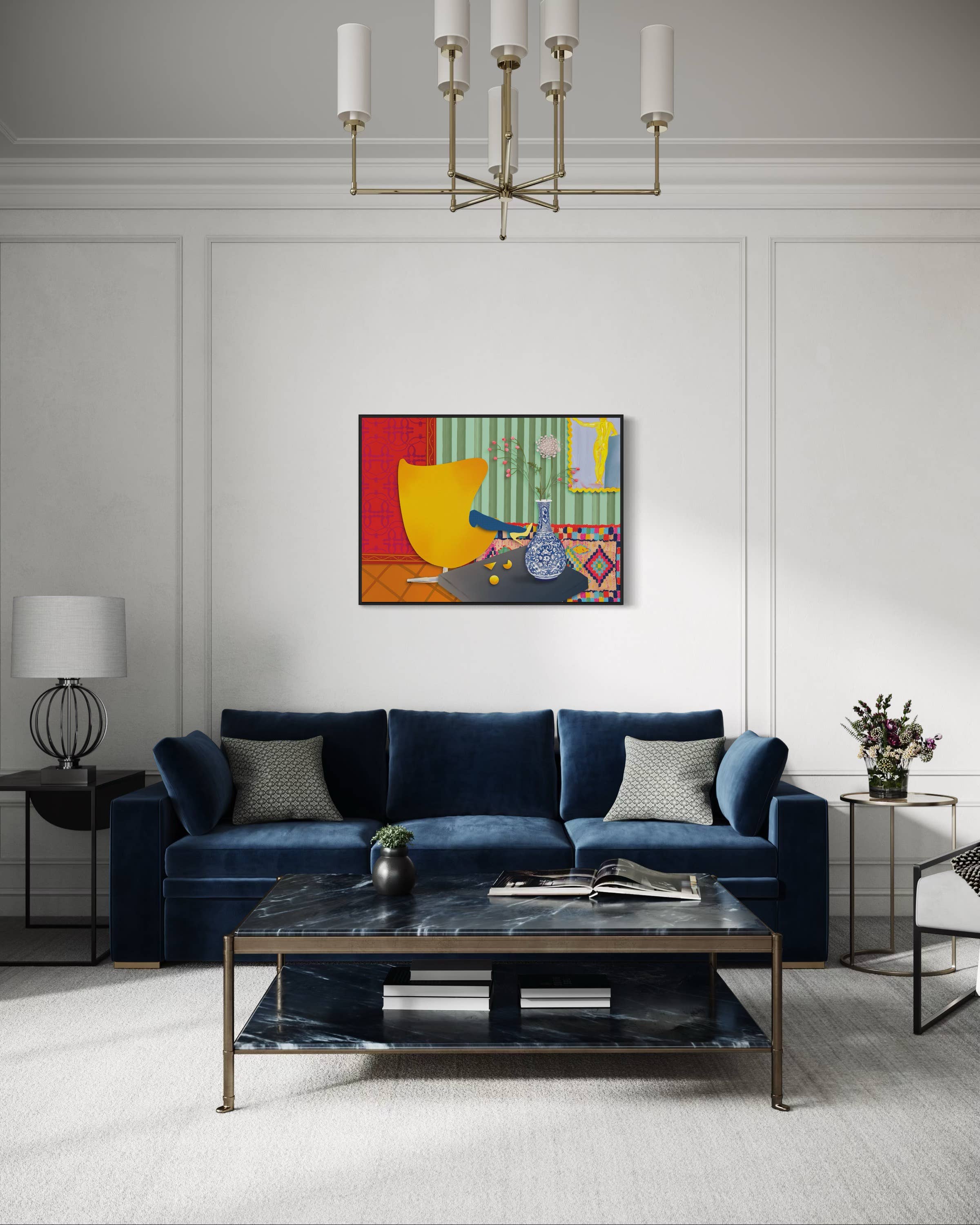 Studio Angelart - Wholesale Art Print - Woman in Yellow Egg Chair – Limited Art Print1