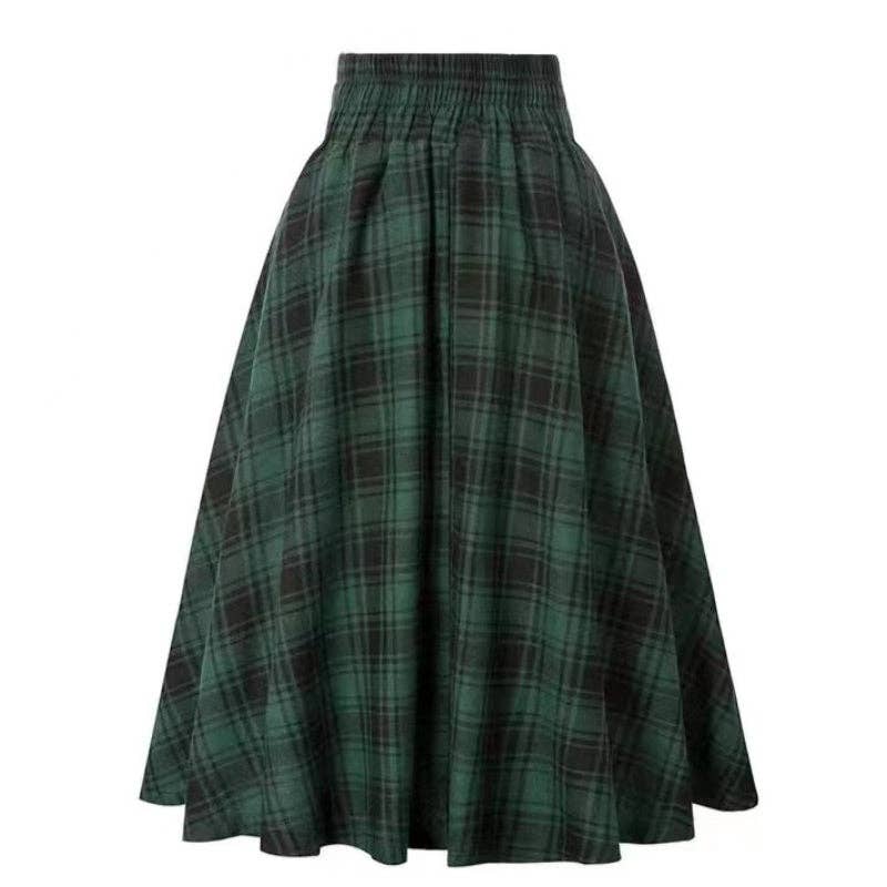 safistyle - Wholesale Skirt - Women's - High-Waisted Plaid A-Line Skirt3