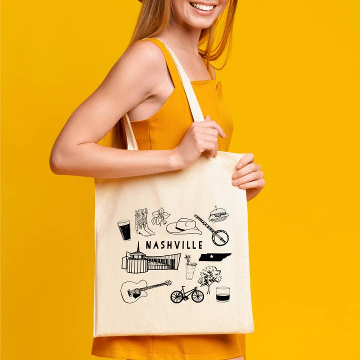 Nashville Collage - Canvas Tote Bags for wholesale by Moonlight Makers