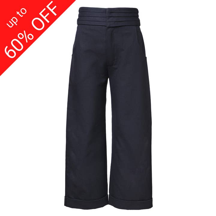 Black Pants with Pleated Belt for wholesale by Infantium Victoria