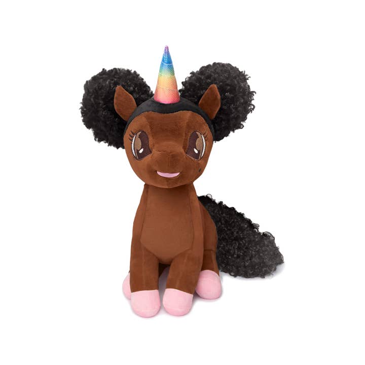 YOUnicorn Kidz - Wholesale Stuffed/Plush Toy - Kids & Baby - Chloe Unicorn Plush Toy with Afro Puffs - 15 inch