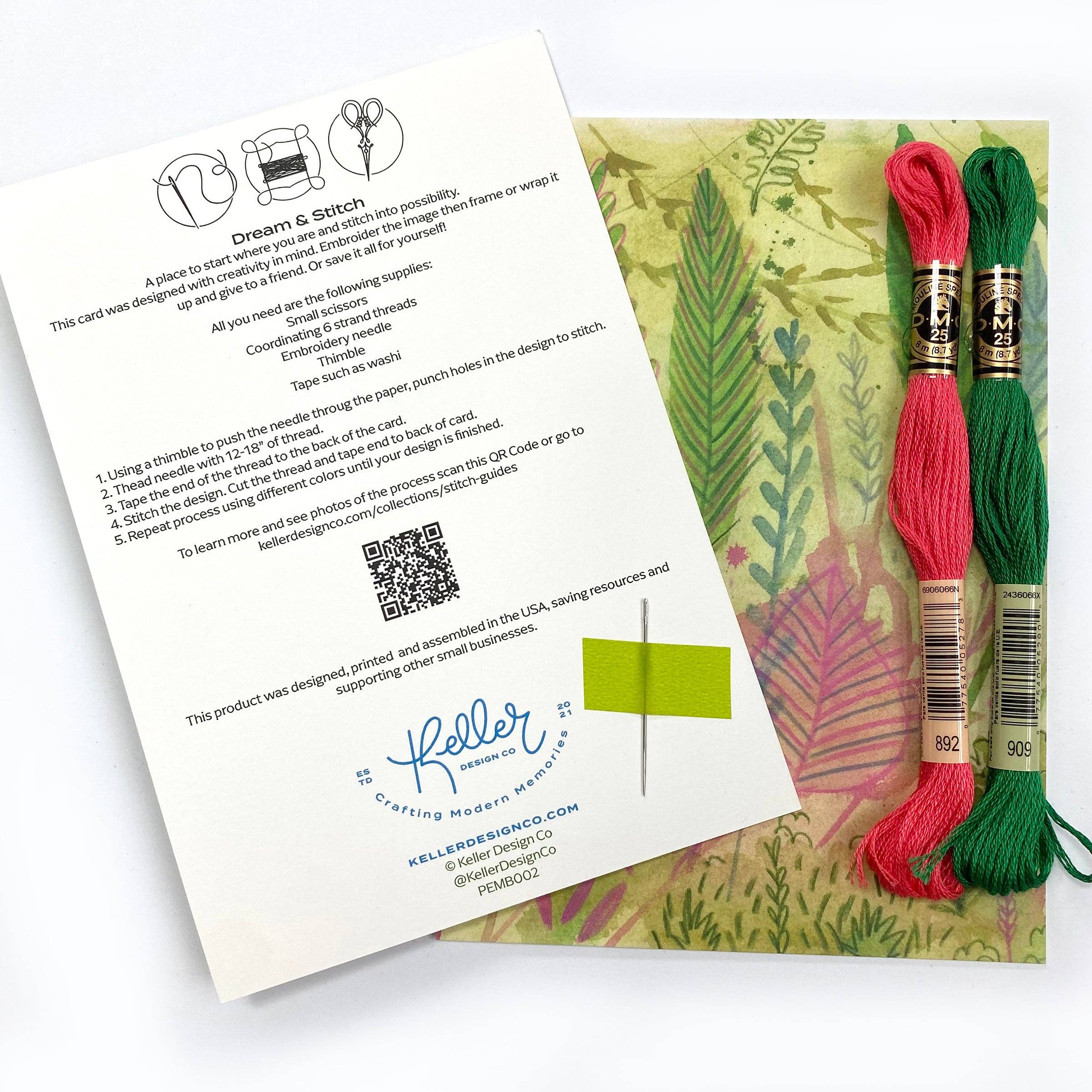 Keller Design Co. - Wholesale Embroidery/Cross Stitch Supplies - Pink and Green Spring Floral Paper Embroidery Kit1