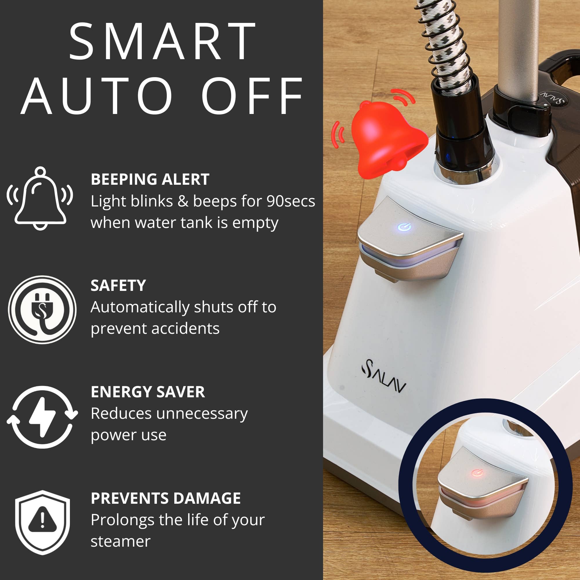 Salav-True & Tidy – Máquina de engomar a vapor por atacado – Passadeira a Vapor Comercial Salav com Desligamento Automático Integrado13