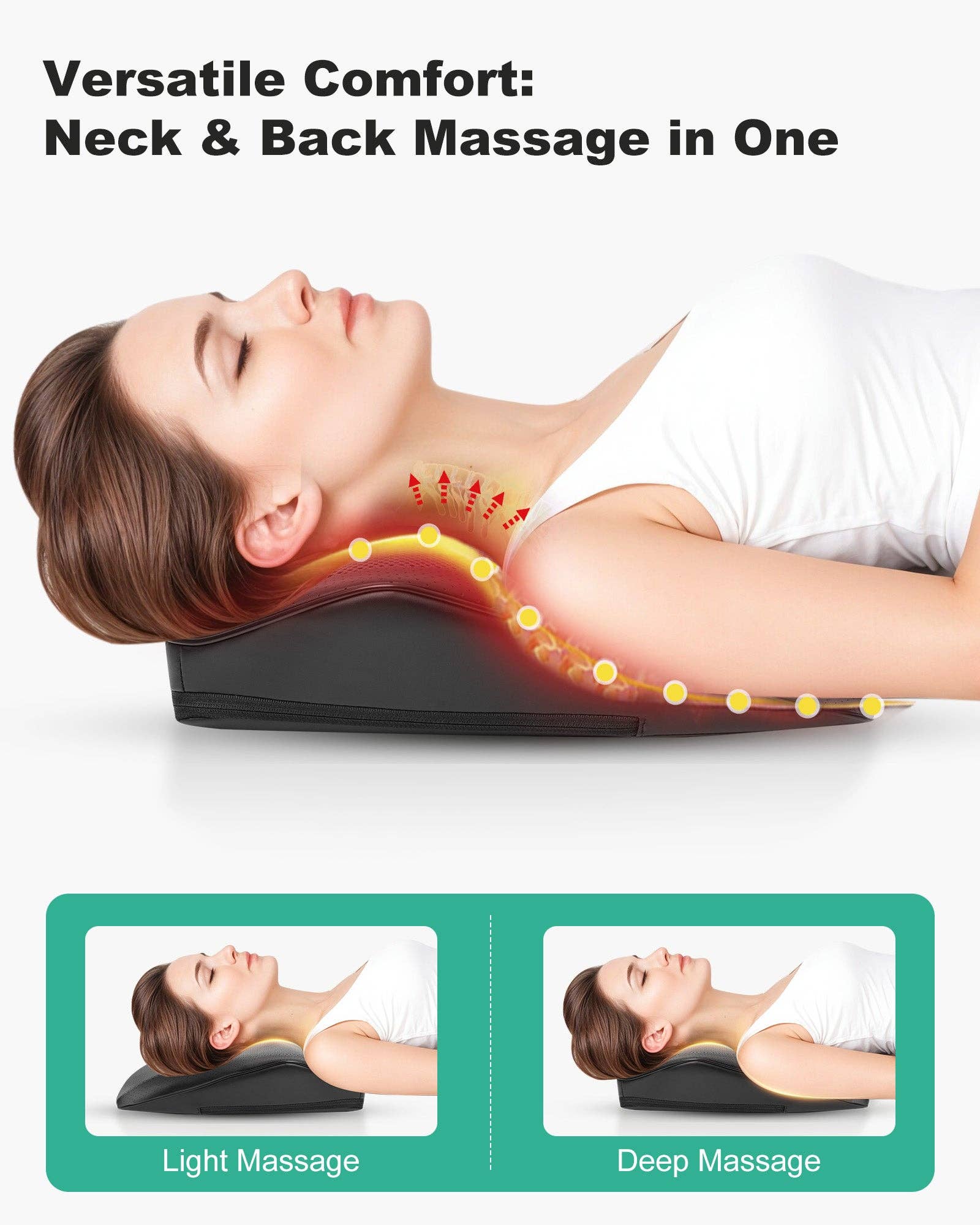 SNAILAX - Wholesale Body Massager - Shiatsu Neck Massager with Heat & Vibration, Back Neck Shoulder Massager for Pain Relief Deep Tissue, 4D Kneading Back Massage Pillow, Rechargeable Portable Massage4