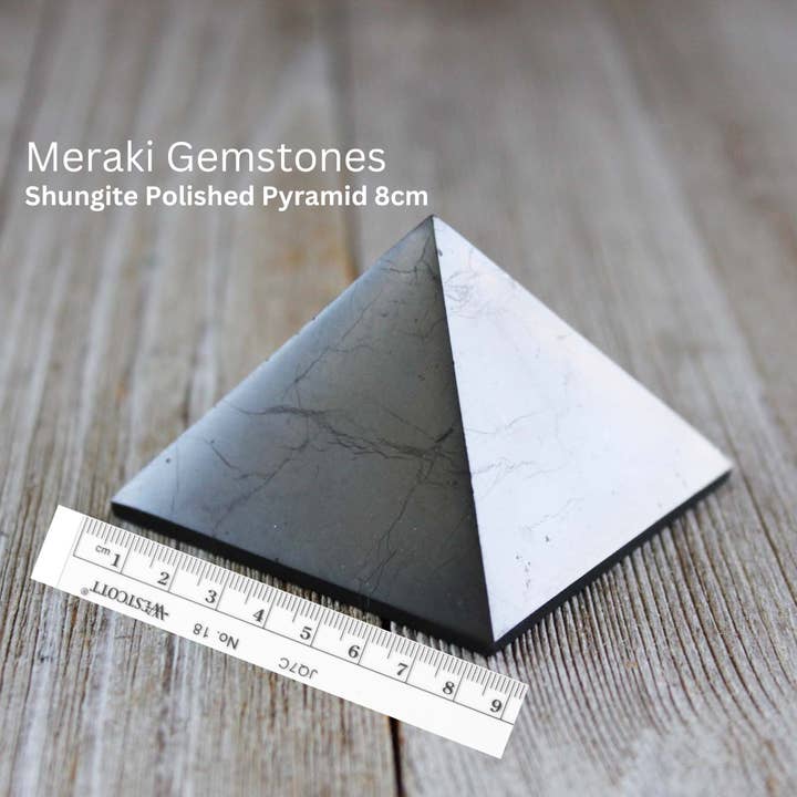 Shungite Pyramid Polished 8cm for wholesale by Meraki Gemstones