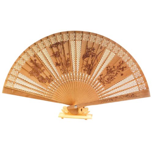 Original Source - Wholesale Handheld Folding Fan - Sandalwood Fan - Floral