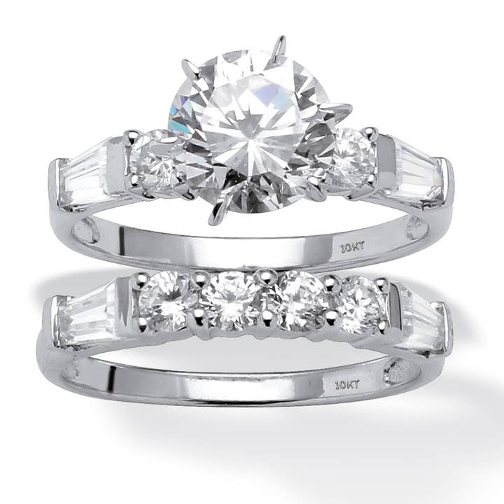 2 Piece 3.60 TCW Cubic Zirconia Bridal Ring Set in 10k Gold for wholesale by PalmBeach Jewelry