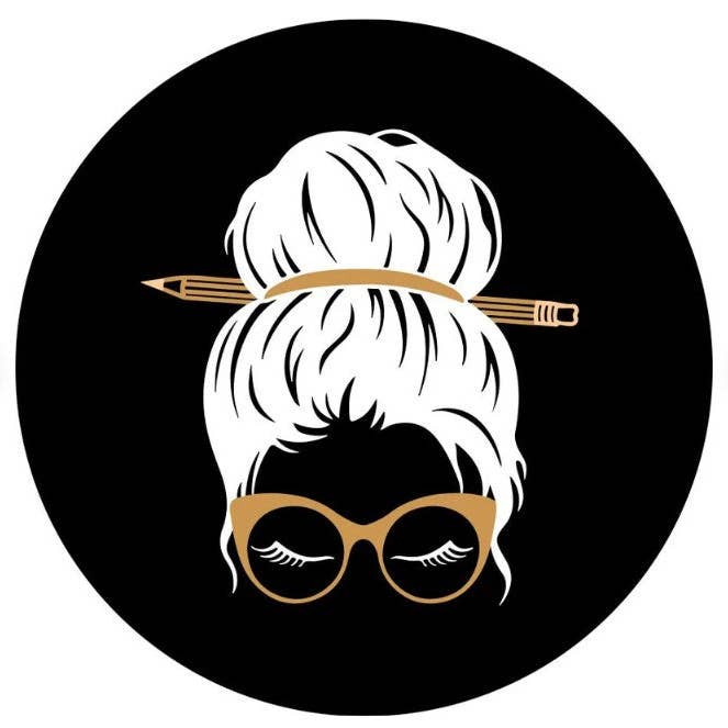 Messy Bun Teacher With Pencil & Sunglasses (Any Color) Spare Tire Cover for wholesale by Dirty Acres