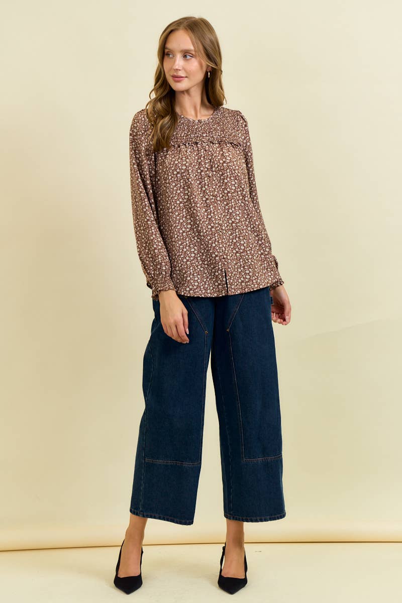 Doe and Rae – wholesale Blus - Dam – LÅNGÄRMAD BLOUS SMOCKAD BLOUS - 45713T9