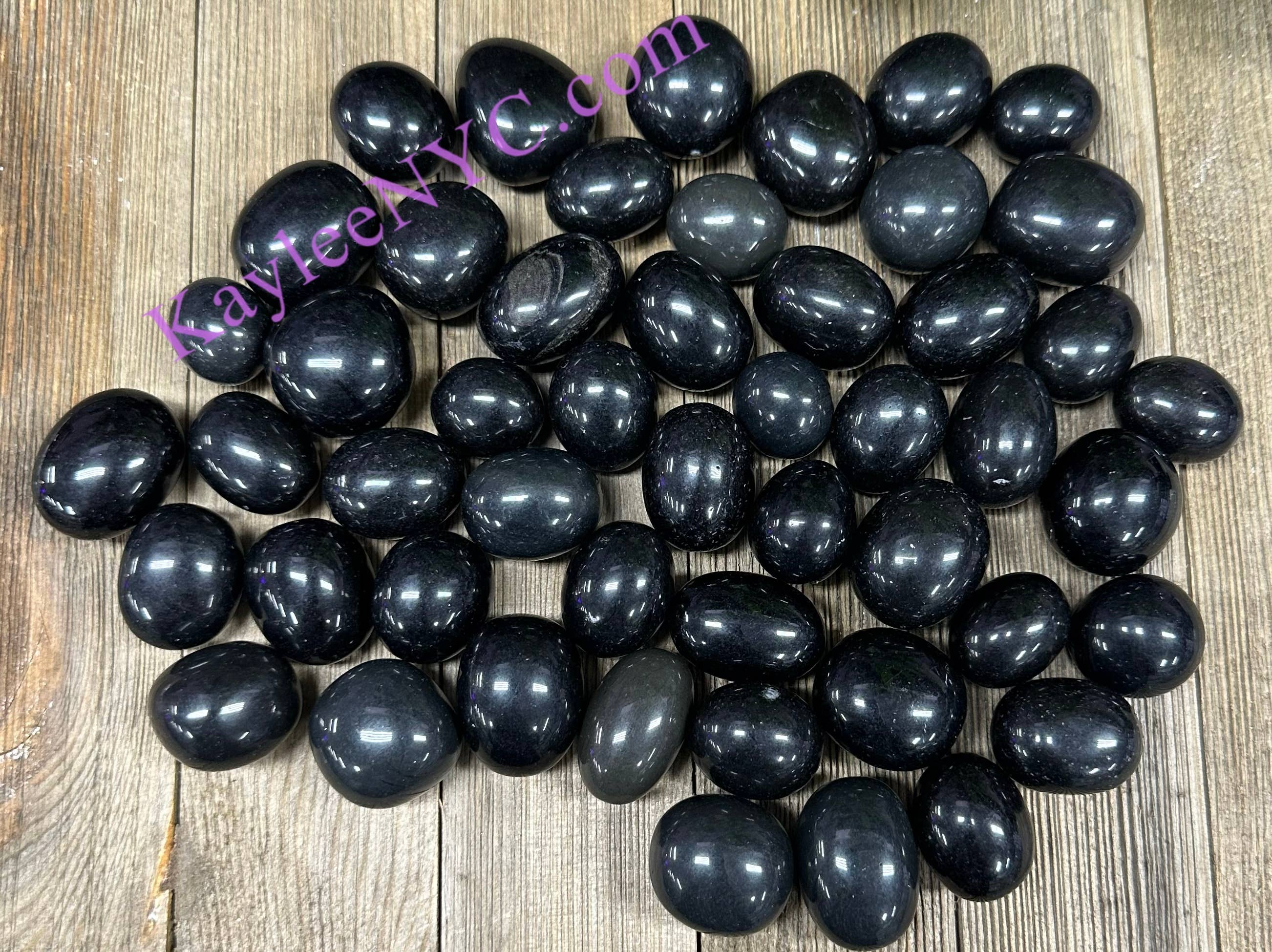 KayleeNYC - Wholesale Spiritual Stone/Crystal - 2 Lbs Natural Black Obsidian Tumble Healing Energy1