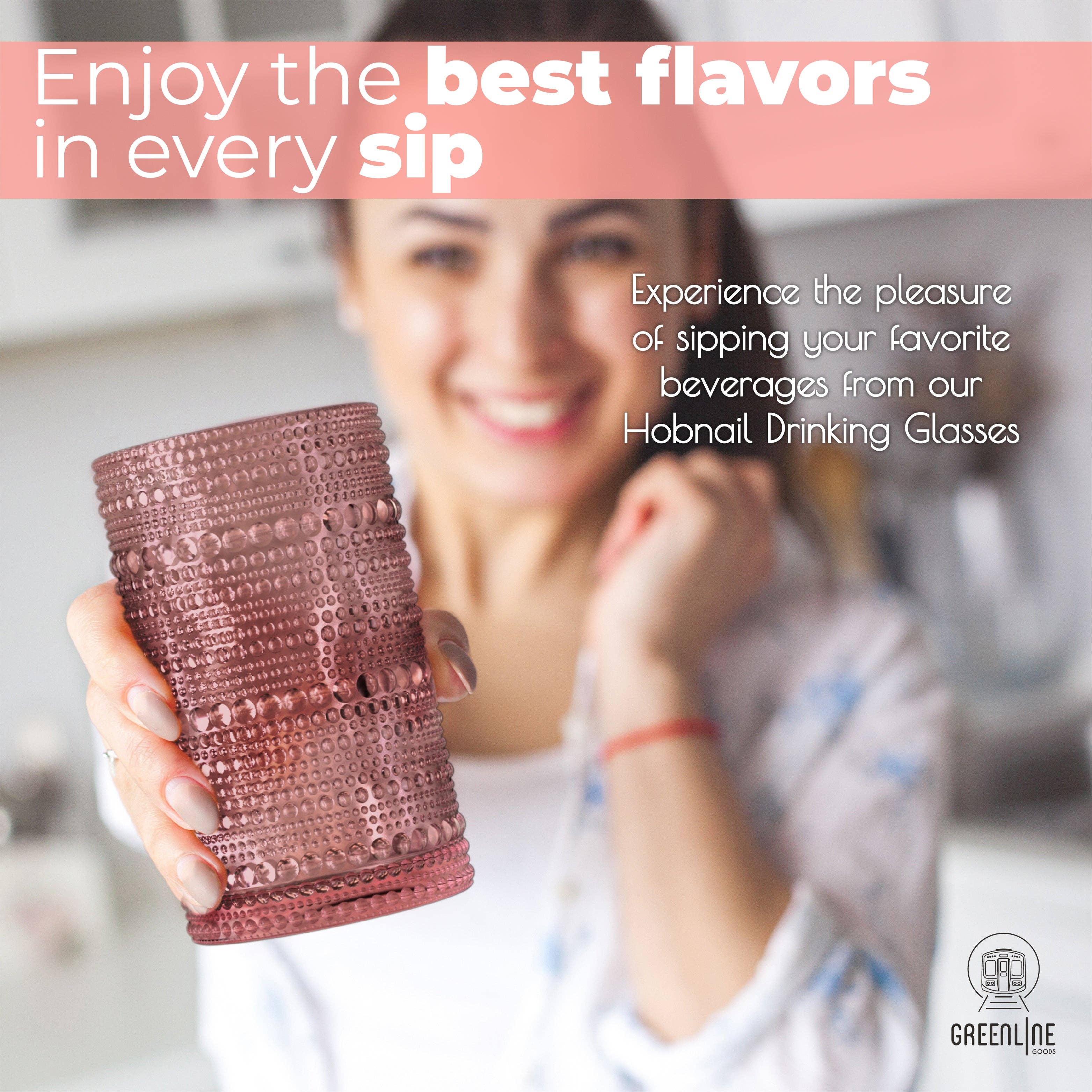 Greenline Goods - Wholesale Drinking Glass/Cup - Hobnail Drinking Glasses - Wine 14 oz ( Set of 4 )1