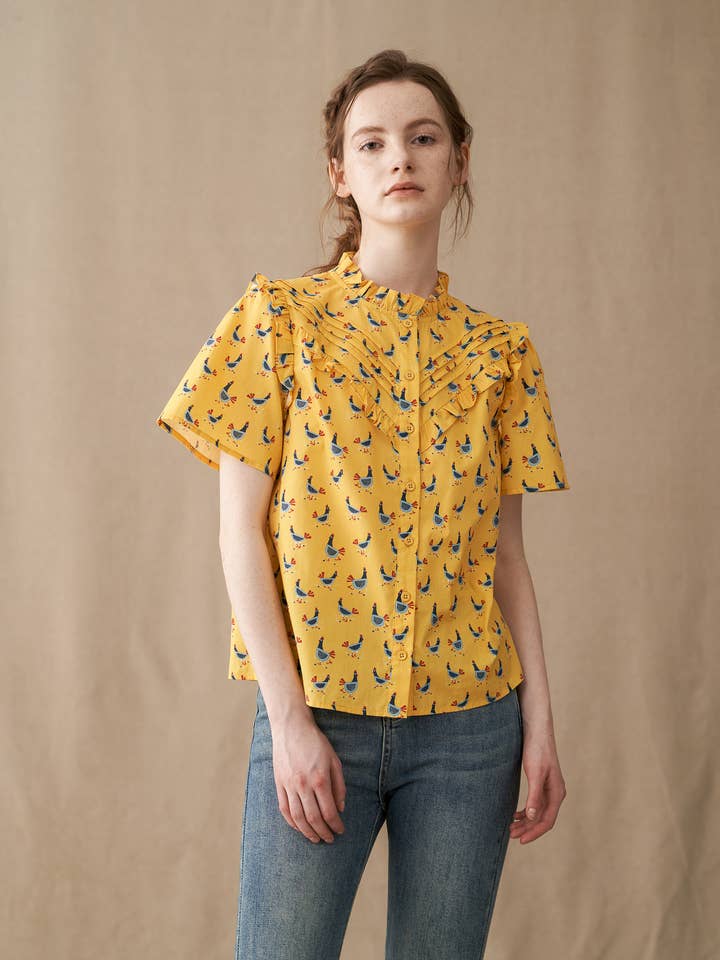 Arica Skating Chicken Pleated Top for wholesale by RWBE