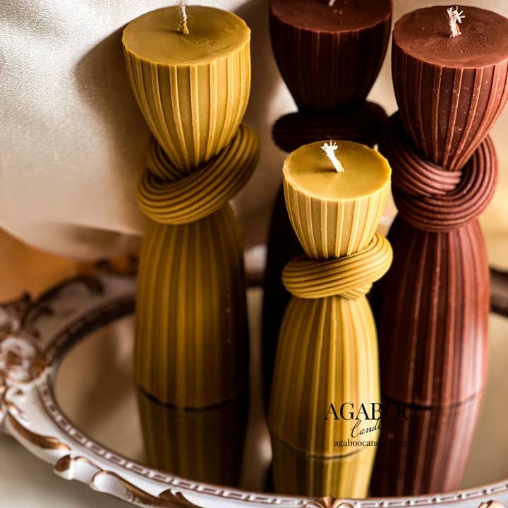 Agaboo Candle - Wholesale Pillar Candle - Knot Stripe Cylindrical Pillar Candle4