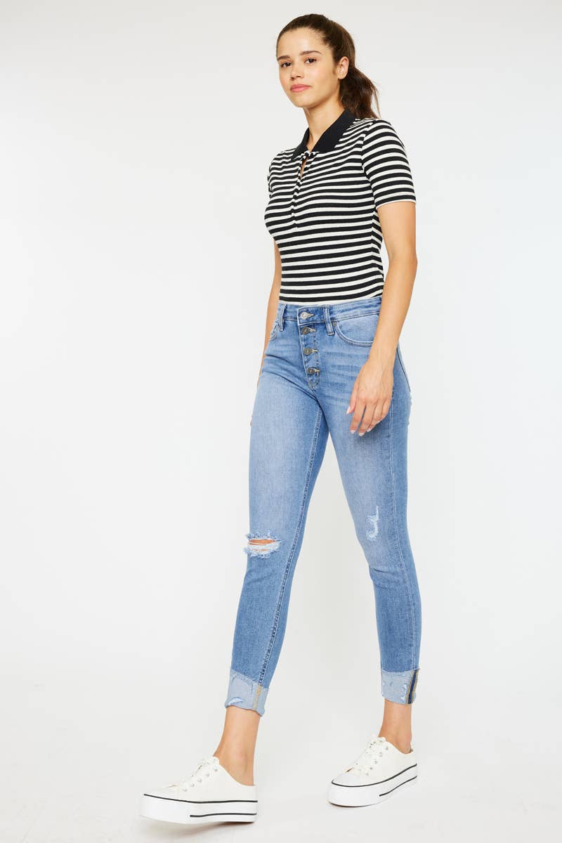 LIGHT OPEN PACK HIGH RISE ANKLE SKINNY JEANS-KC8606L-OP for wholesale on Faire4