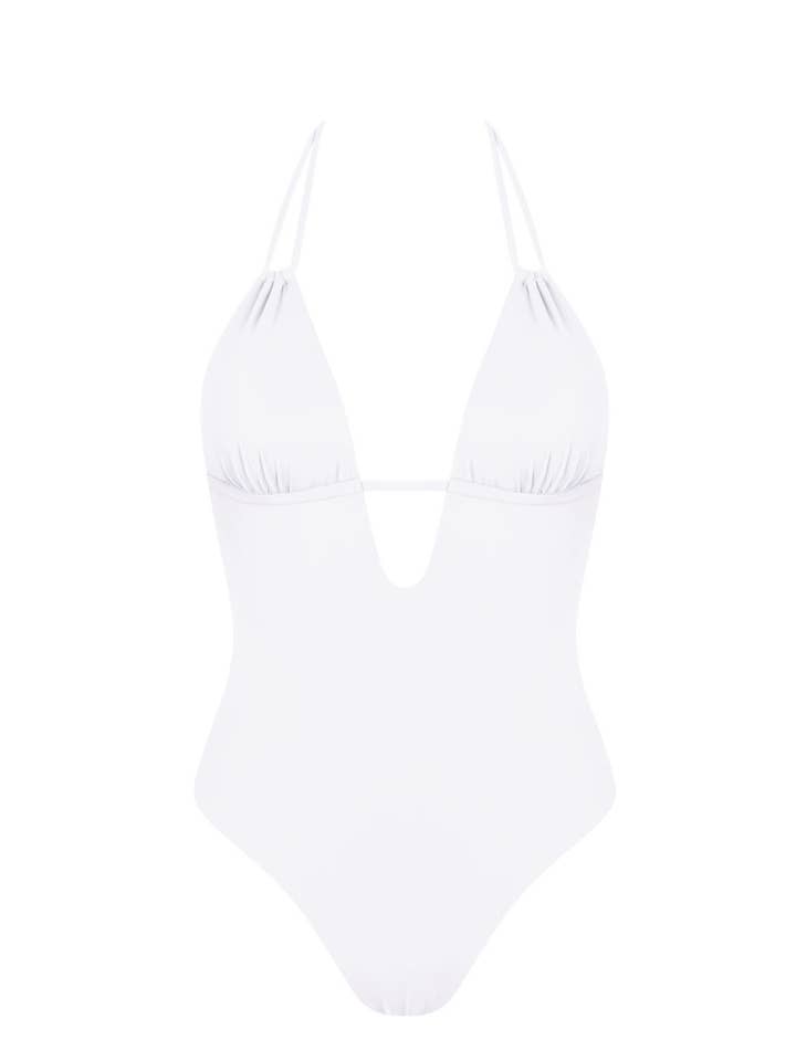 Chlamys Varia Double straps v-neck swimsuit-White for wholesale by Chlamys Varia by MrMiss
