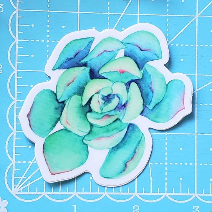 Autocollant en vinyle mat découpé à l'aquarelle verte pour la vente par Fairytale Fox Designs