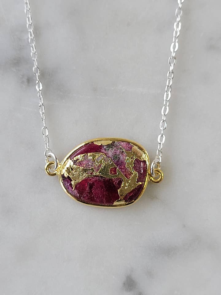 Mrs. Parker Halskette aus rotem Mojave-Kupfer, Türkis für den Großhandel von A Blonde and Her Bag