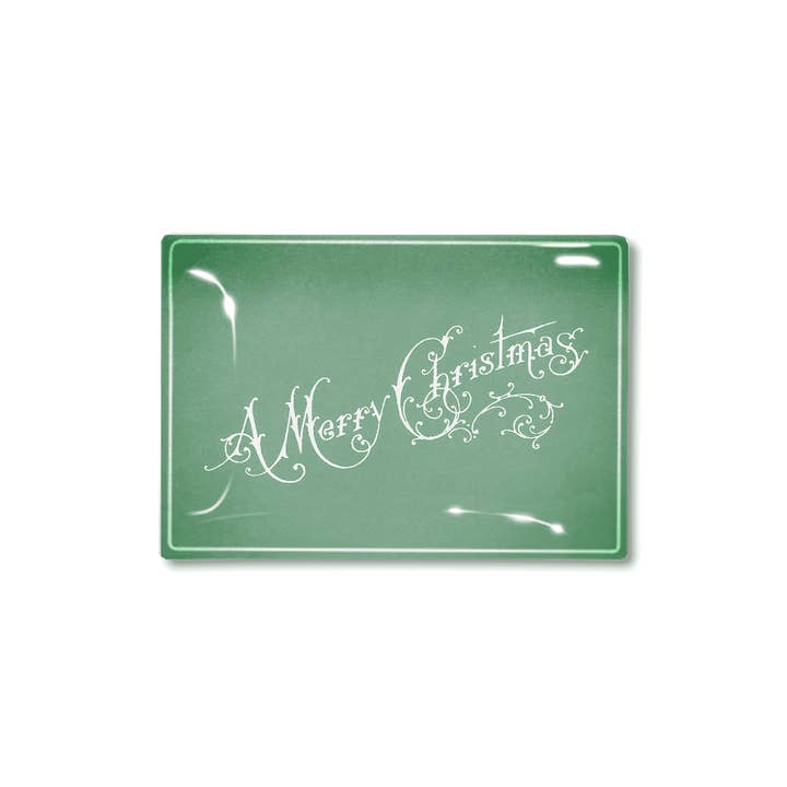 Ben's Garden - Wholesale Decorative Tray - Vintage Mint Merry Christmas Script Decoupage Glass Tray