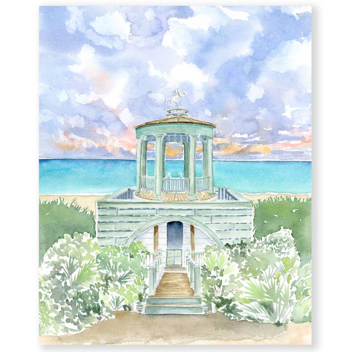 Pensacola Pavilion Watercolor Art Print for wholesale by Bridget Linstead Art