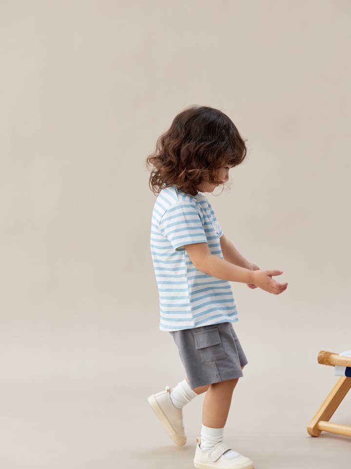 Norsu Organic - Wholesale Shorts - Kids - Toddler Cargo Shorts-Light Grey3