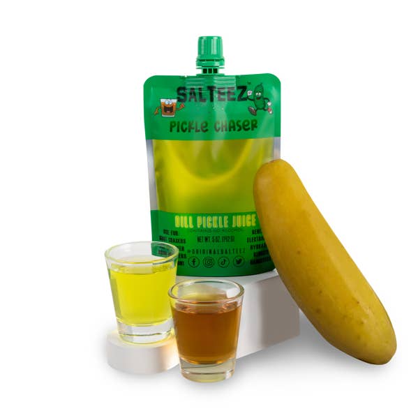 Salteez Pickle Chaser: 100% Dill Pickle Juice - 40 Pack Case for wholesale by Salteez