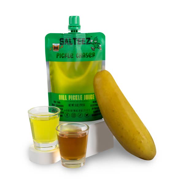 Salteez – Engroshandel Syltede grøntsager – Salteez Pickle Chaser: 100% Dill Pickle Juice - 40 Pakke Taske